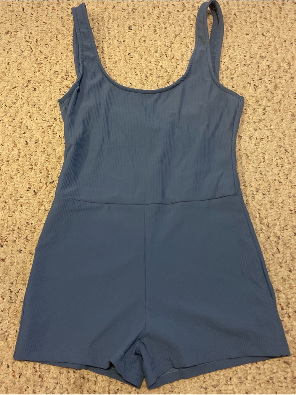 Edikted Blue Scoop Neck Ribbed Romper